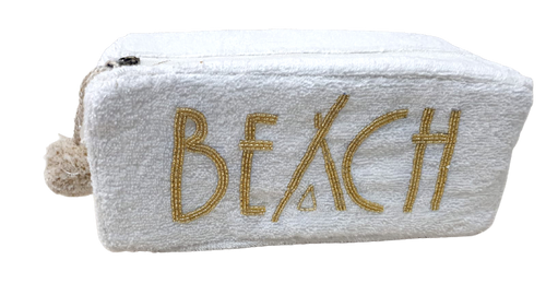 Nikki Beach Signature  Bikini / Makeup Bag - White / Gold
