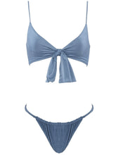 Monica Hansen Beachwear "Start Me Up" Twisted Side Suede Bottom (Blue)