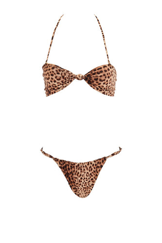 Monica Hansen Beachwear Bardot Knotted Bandeau / Halter Top - Leopard