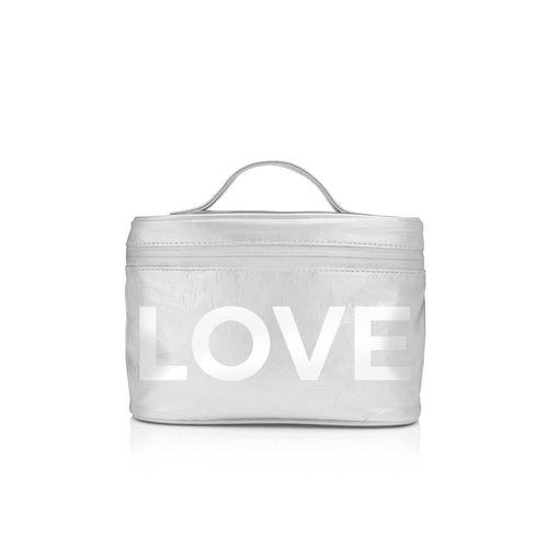 Hi Love - Cosmetic Case - Metallic Silver with White 