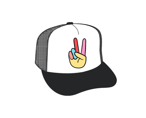 Feather 4 Arrow Peace Youth Hat- Black/White