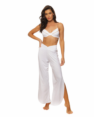 Guria Beachwear V Waist Side Slit Pants - White
