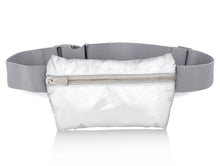 Hi Love - Lay Flat Fanny Pack- Shimmer White with Gray Strap